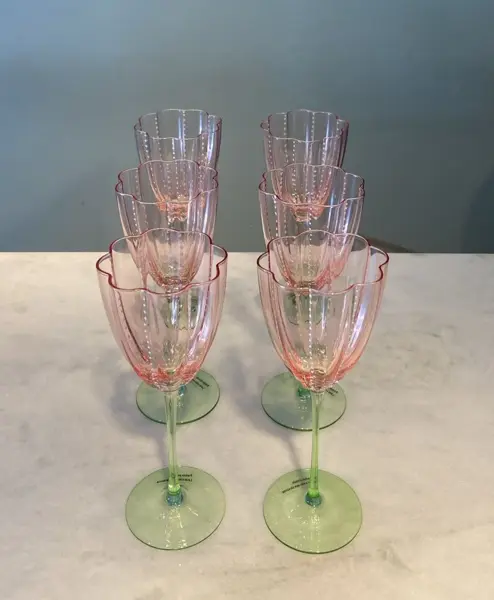 CONJUNTO DE TAÇAS COR DE ROSA ALTA 6 PEÇAS